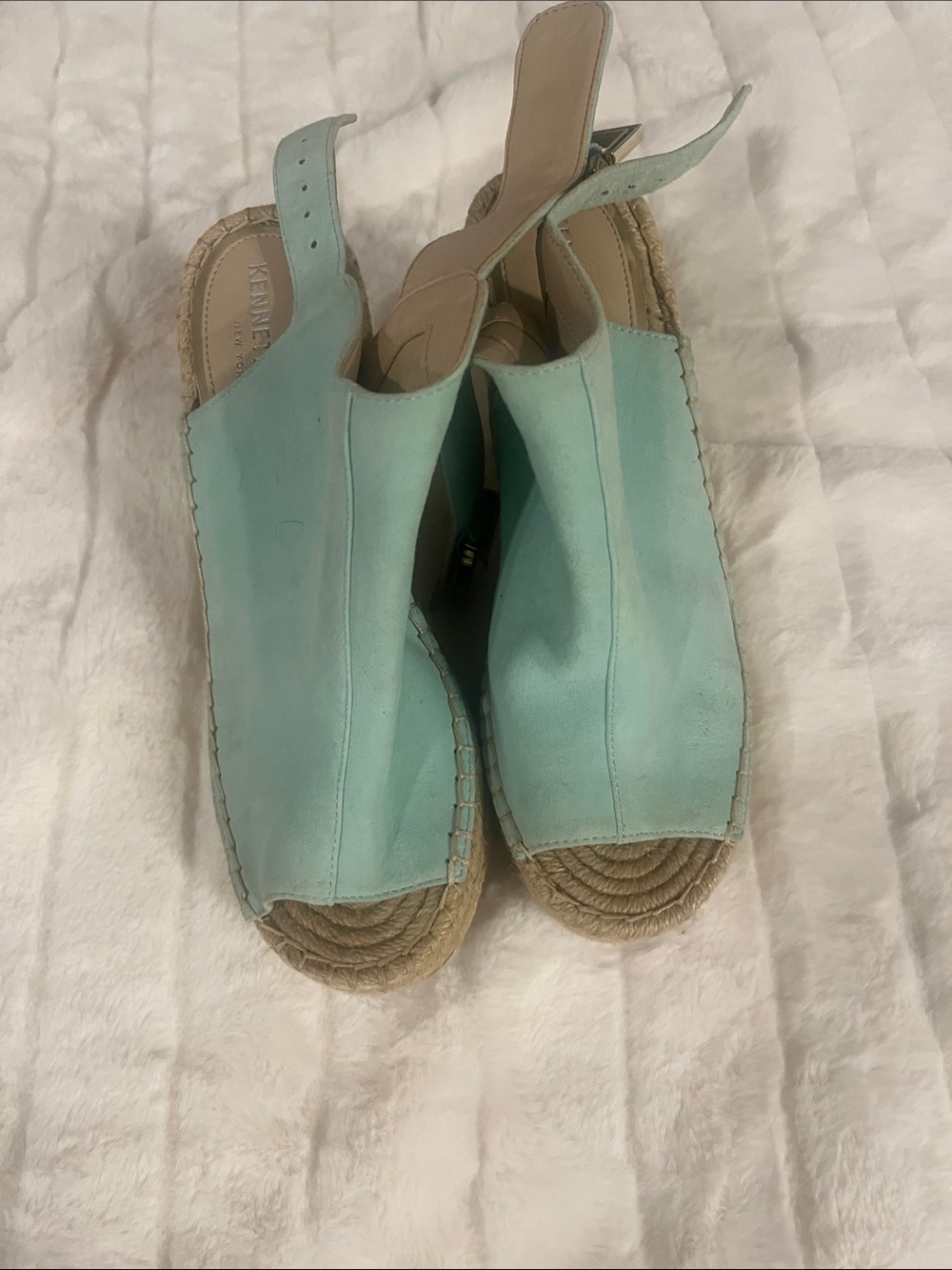 Kenneth Cole Pastel Mint Espadrille Slingback Wedge Sandals